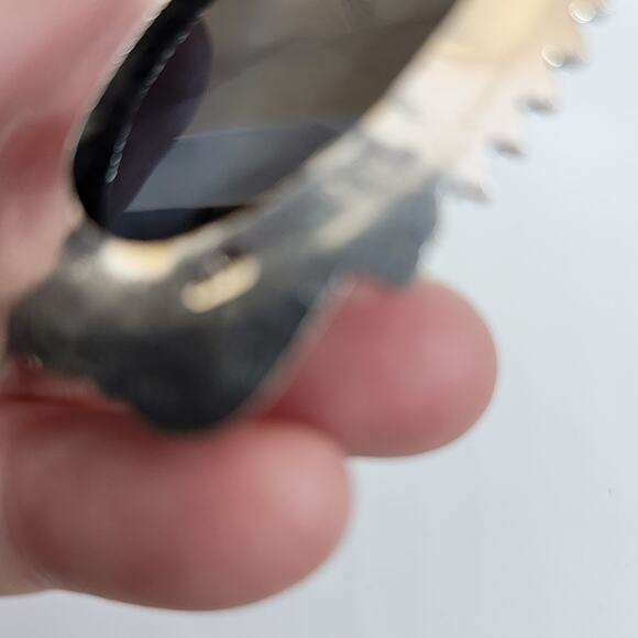 Handmade Silver Pendant with Dendritic Agate and Red Garnets in Bezel Setting - Picture 4 of 10